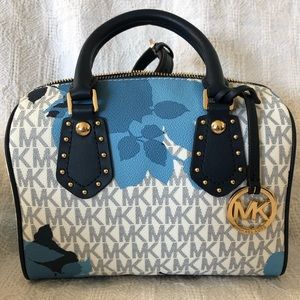 NWT Michael Kors Small Aria Satchel Navy Floral